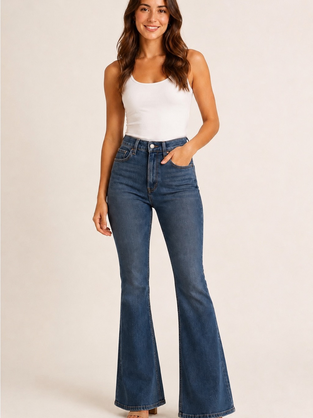 Hollister Dark Blue Flare Jeans - High Rise Wide Leg 8/29
